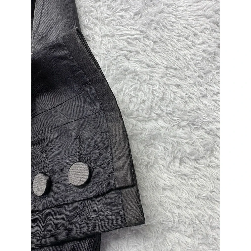 VTG Free People Satin Tuxedo Blazer Jacket Black Womens Sz 6 Boho Fairy Grunge